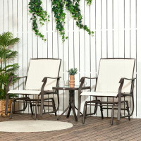 Red Barrel Studio 3 Piece Outdoor Glider Chair With Coffee Table Bistro Set, 2 Patio Rocking Swing Chairs With Breathabl
