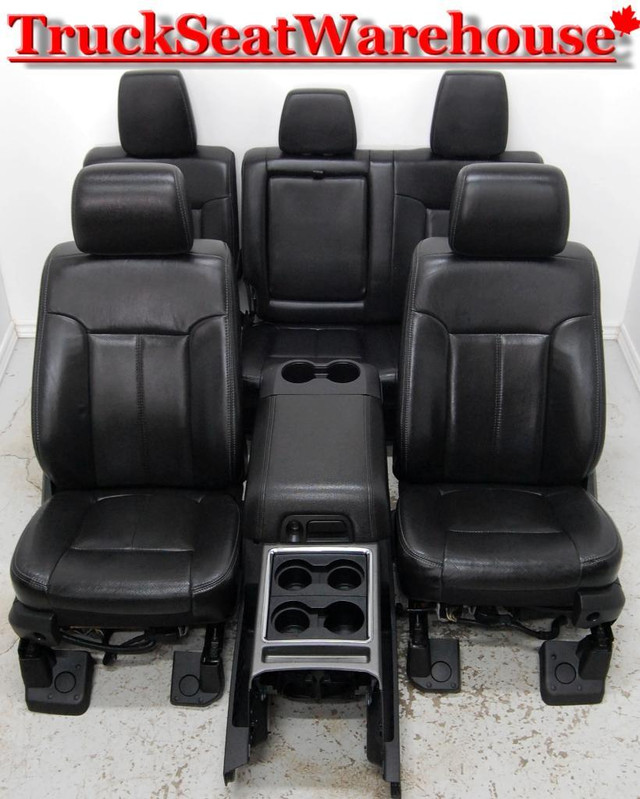 Ford F250 Superduty BLACK LEATHER Truck Seats Power Heated Cooled with Console in Other Parts & Accessories