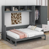 Hokku Designs Queen Size Murphy Bed Wall Bed With Closet And Drawers