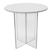 Latitude Run® Sharv Series Modern Side Table With Round Tabletop And Sturdy Acrylic Cross Base For Living Room And Bedro