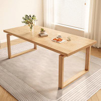 Orren Ellis 86.61" Burlywood Solid Wood Dining Table