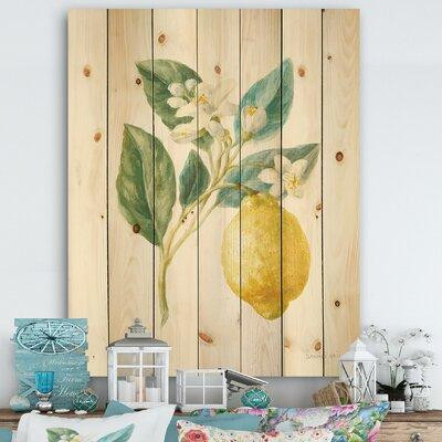 East Urban Home Floursack Lemon I - Cabin & Lodge Print on Natural Pine Wood in Home Décor & Accents