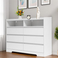 Wrought Studio White Chests Of Drawers With 6 Drawers And LED Lights