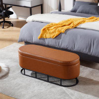17 Stories PU Leather Storage Bench With Metal Legs