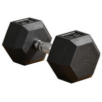 35LBS RUBBER DUMBBELL, WEIGHT HAND FOR BODY FITNESS TRAINING, HOME OFFICE GYM USE, BLACK