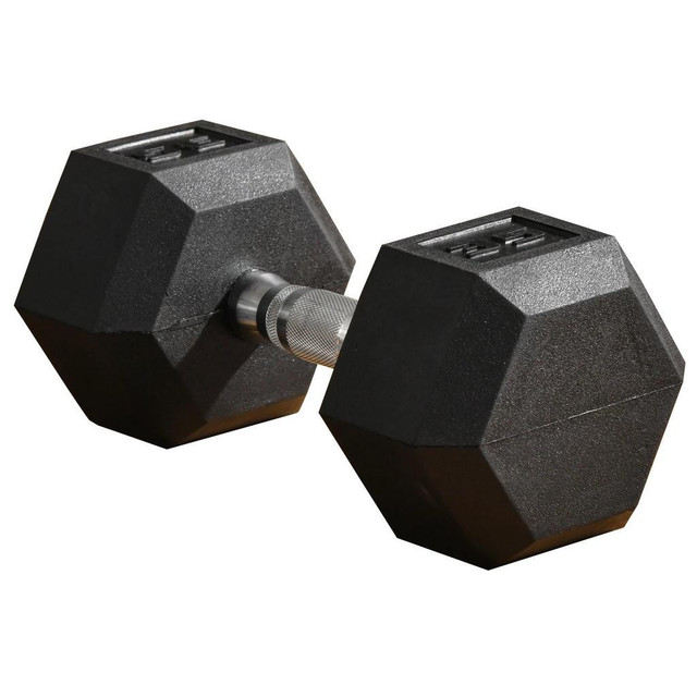 35LBS RUBBER DUMBBELL, WEIGHT HAND FOR BODY FITNESS TRAINING, HOME OFFICE GYM USE, BLACK in Exercise Equipment
