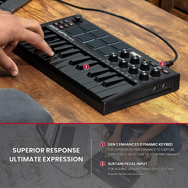 FAST, FREE Delivery! Professional MPK Mini MK3 - 25 Key USB MIDI Controller 8 Backlit Drum Pads, 8 Knobs, Software in Performance & DJ Equipment - Image 4
