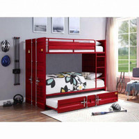 AF Cargo Bunk Bed in - Twin/Twin or Full/Full  (Single/Single or Double/Double) with Trundle -Red, Blue, GunMetal, White