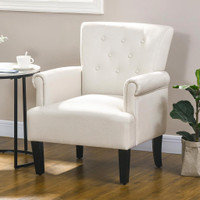 Accent Chair 29.1" W x 30.3" D x 34.3" H Cream White