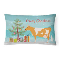 The Holiday Aisle® Hillside Guernsey Cow Christmas Indoor/Outdoor Throw Pillow