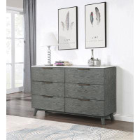 Hokku Designs Nathan 6-drawer Dresser White Marble and Grey