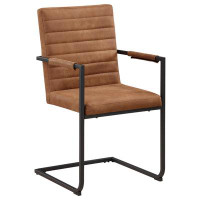 17 Stories Shontaya Tufted Metal Upholstered Back Arm Chair in Brown