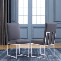 Brayden Studio Gray Leather Dining Room Chairs