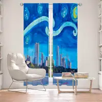 East Urban Home Lined Window Curtains 2-panel Set for Window Size by Markus - Starry Night Austin Skyline