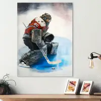 Red Barrel Studio Hockey Gardien pendant le jeu I - Impression sur toile