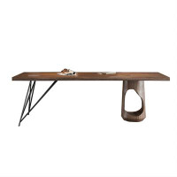 Hokku Designs 74.8" Brown Rectangular Solid Wood Desk