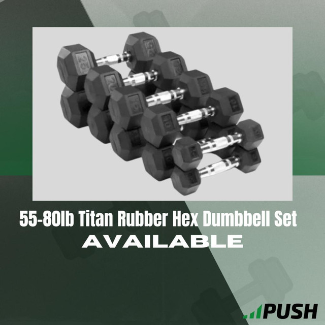 Protect Your Floors and Build Muscle - 55-80lb Dumbbell Set for Gym in Exercise Equipment in Ottawa