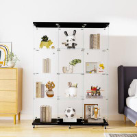 Latitude Run® Glass Display Cabinet With 4 Shelves Extra Large, Curio Cabinets For Living Room, Bedroom, Office, Floor S
