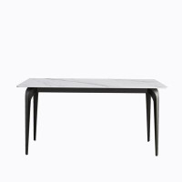 Ivy Bronx Modern artificial stone gray straight edge metal leg dining table