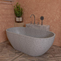 59x29 Inch Solid Concrete Oval Freestanding Bathtub w Center Drain - ALFI brand ABCO59TUB (18 In Deep w NO Overflow) ATC