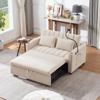 Latitude Run® 55.9" Convertible Sofa Bed Loveseat Sofa with Three USB Port