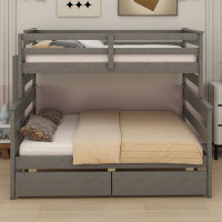 Harriet Bee Leda Kids Twin Over Full Bunk Bed with Drawers