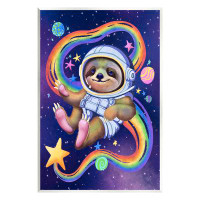 Stupell Industries Stupell Industries Sloth In Outer Space Wall Plaque Art Design By Carla Morrow