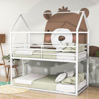 Harper Orchard Twin Over Twin Metal House Bunk Bed