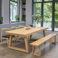 Loon Peak Modern Simple Solid Wood Dining Table Set Rectangular Dining Table