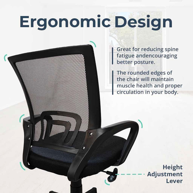 MotionGrey Mesh Series - Executive Ergonomic Computer Desk Home Office Chair with Mesh Back - Black in Chairs & Recliners - Image 4