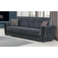 Everly Quinn Camerone 90" Leather Match Round Arm Sofa Bed