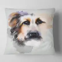East Urban Home Animal Sad Dog Watercolor Illustration Pillow