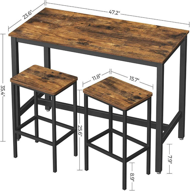 NEW RUSTIC BAR TABLE SET & 2 STOOLS ULBT15X dans Autres tables  à Winnipeg - Image 2