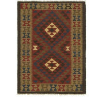 Isabelline One-of-a-Kind Lorain Hand-Knotted Brown/Burgundy 3'5" x 4'8" Wool Area Rug