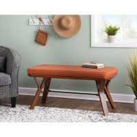 George Oliver Folia Mid-century Modern Bench In Walnut Wood And Cream Fabric By George Oliver