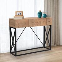 Millwood Pines Console Table With 2 Drawers ,Entryway Narrow Table With Black Metal Base For Living Room