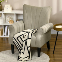 FABRIC ARMCHAIR, MODERN ACCENT CHAIR WITH WOOD LEGS FOR LIVING ROOM, BEDROOM, HOME OFFICE, BEIGE