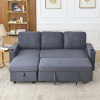 Ebern Designs 78.5"Comfortable Linen L-Shaped Combo Reversible Sofa Bed