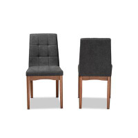 Hokku Designs Lefancy  Tara Mid-Century  and Walnut Brown Finished Wood 2-Piece Dining Chair Set