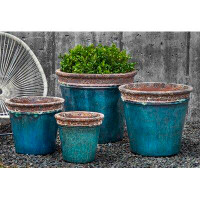 Campania International Baia Beachcomber 4-Piece Glazed Terracotta Pot Planter Set