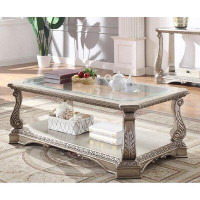 Rosdorf Park Northville Coffee Table In Antique Silver & Clear Glass