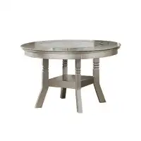 Rosdorf Park Round Dining Table With Glass Inserted Top In Antique Silver