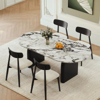 Orren Ellis French vintage marble dining table home dining table and chair combination