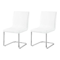 Brayden Studio Side Chair (Set-2), White Synthetic Leather & Chrome Finish