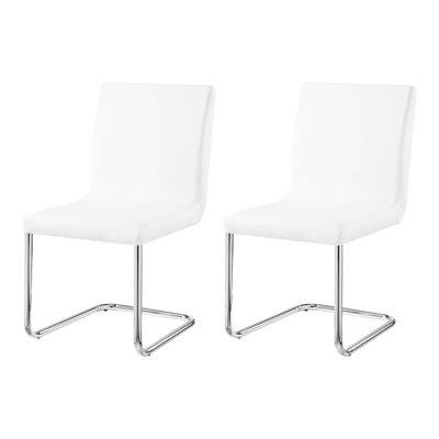 Brayden Studio Side Chair (Set-2), White Synthetic Leather & Chrome Finish in Chairs & Recliners