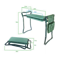 Arlmont & Co. Foldable Garden Kneeler And Seat Bench - Portable Outdoor Gardening Padded Stool - Bonus Tool Pouch