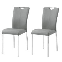 Hokku Designs Bailey Grey And Chrome Tight Back Side Chairs