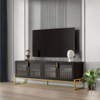 Mercer41 70.88 In. TV Stand Entertainment Centre With Shelf,Black