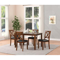 Gracie Oaks D2EA4C9248D240B093CAA0E27E92CD32 IVY 5PCS DINING SET W/1- TABLE & 4 -X BACK CHAIRS W/PU SEATS IN CHERRY
