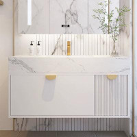 Mercer41 Pure White Faux Marble with Cabinets Vanities